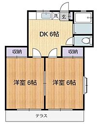 川端ハイム 2DKの間取図画像