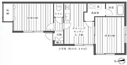 カルムU 2DKの間取図画像