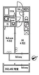 GRANPASEO下北沢III 1DKの間取図画像