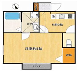 サンライトヒルズ 1Kの間取図画像
