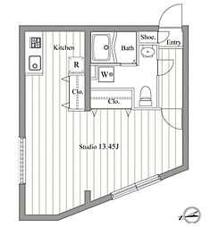 ZESTY東新宿 4階ワンルームの間取り