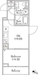 ディームス中野富士見町 1DKの間取図画像