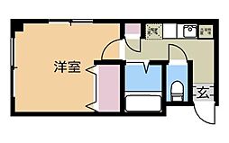 ステップワン 2階1Kの間取り