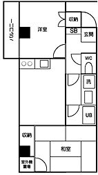 メゾンド・アルピニア 3階2DKの間取り