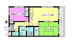 サンパレス新川崎 2LDKの間取図画像