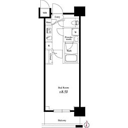 MAINSTAGE菊川 1Kの間取図画像
