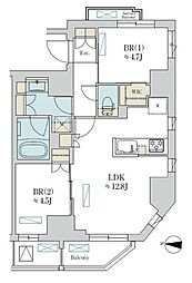 ブリリアイスト清澄庭園 2LDKの間取図画像