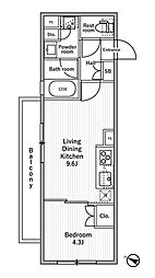 ニド本蓮沼 3階1LDKの間取り