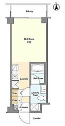 イプセ蒲田ウエスト ワンルームの間取図画像