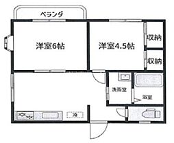 リバーハイツ 2階2DKの間取り