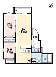 相模原市南区南台3丁目アパート 2LDKの間取図画像