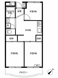 グリーンプラザ御園4 3DKの間取図画像