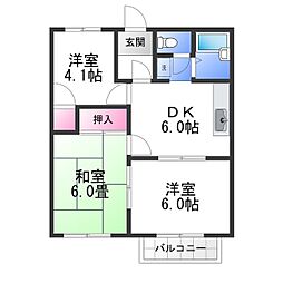 JR阪和線 久米田駅 徒歩30分の賃貸アパート 2階3DKの間取り