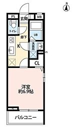 リコルテ大和 1Kの間取図画像