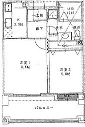リアンシエルブルー東比恵 2Kの間取図画像