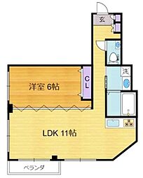 チェリーブロッサムビル 2階1LDKの間取り