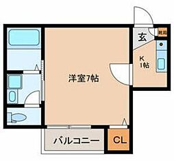 クリスタルハイツ青井 1Kの間取図画像