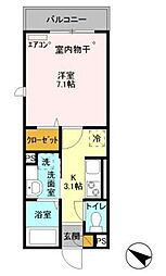 コンフォールドミール北松戸 1Kの間取図画像
