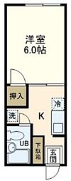 サンハイツ榊原 1Kの間取図画像
