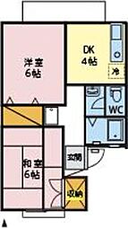 コート・ユートピアB 2DKの間取図画像