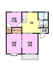 グランイルつくし野 3DKの間取図画像