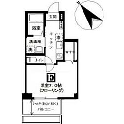 ハーモニーコート月島 1Kの間取図画像