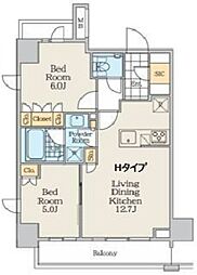 クレストコート中野富士見町 4階2LDKの間取り