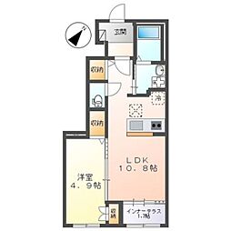 ヴァンベール 1LDKの間取図画像