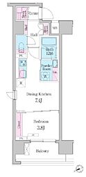 デュオメゾン品川戸越 1DKの間取図画像