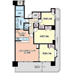 東川口ガーデンヒルズ七番館 3LDKの間取図画像
