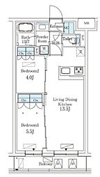 参宮橋ビューアパートメント 3階2LDKの間取り