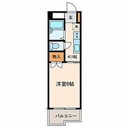 マンション如月 1Kの間取図画像