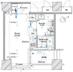ザ・タワー芝浦 1Kの間取図画像