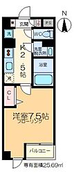 リブリ-NKY 1Kの間取図画像