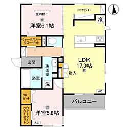 La Coeur北島 2LDKの間取図画像