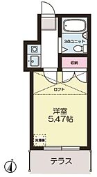 ヴァルム鶴瀬 1Kの間取図画像
