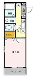 Pine Well 2階1Kの間取り