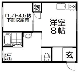 キャルムコート交野 ワンルームの間取図画像