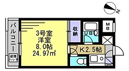 ミルフィーユ 1Kの間取図画像