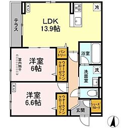 DPaina子母口 2LDKの間取図画像
