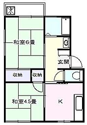 コーポ小川 2Kの間取図画像