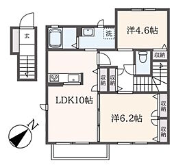 ハピネス3 2LDKの間取図画像