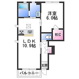 シャーメゾン紀三井寺2 1LDKの間取図画像