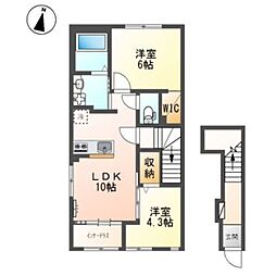 マロンハイム東久代 2LDKの間取図画像