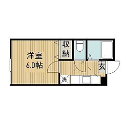 ドルフ相模大野 1Kの間取図画像