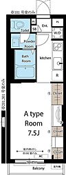 リブリ・ヴァンベール華山 1Kの間取図画像
