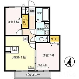 セジュール稲田本町 2LDKの間取図画像