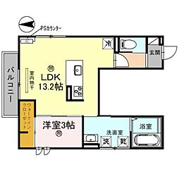 神前ウエストワンズ 1LDKの間取図画像
