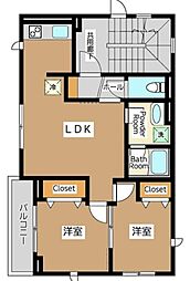 キャピタル・ヴィラ 2LDKの間取図画像