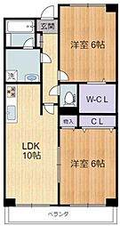 ロイヤルアスコット 2LDKの間取図画像